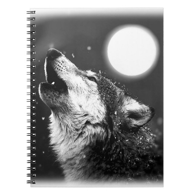 Wolf, Moon & Night Notebook Notizblock (Vorderseite)