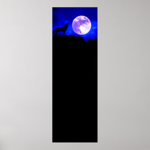 Wolf & Moon Panorama Poster Print