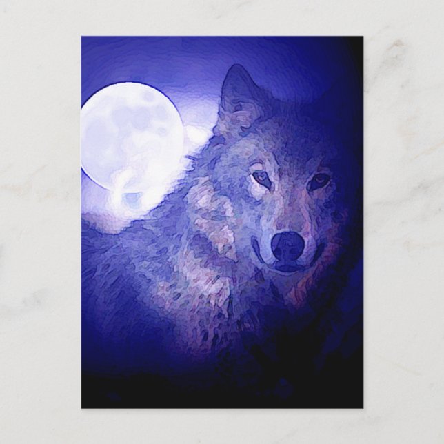 Wolf & Moon Postkarte (Vorderseite)