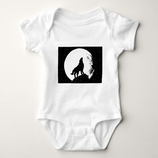 Wolf & Moon Silhoutte Baby Strampler (Vorderseite)