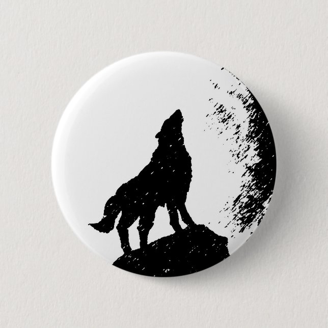 Wolf & Moon Silhoutte Button (Vorderseite)