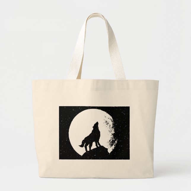 Wolf & Moon Silhoutte Jumbo Stoffbeutel (Vorne)