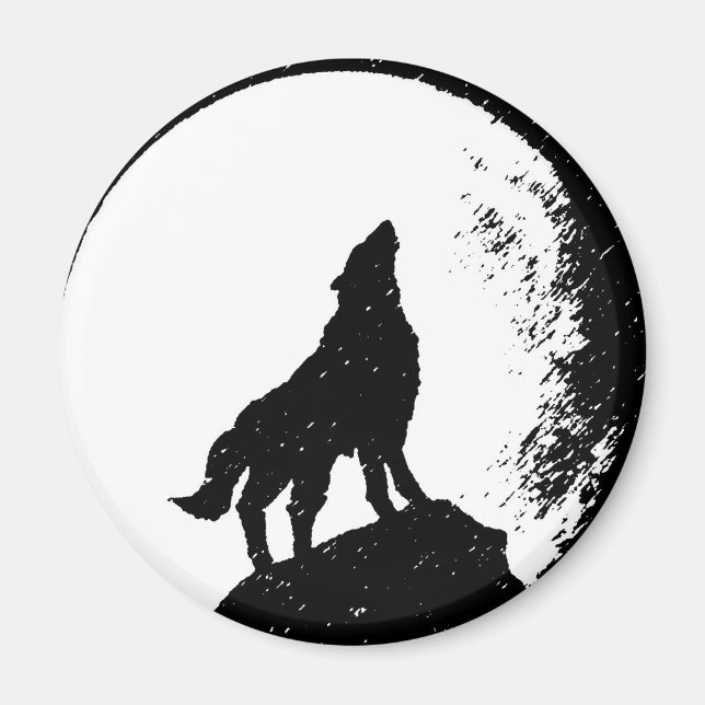 Wolf & Moon Silhoutte Magnet (Vorne)