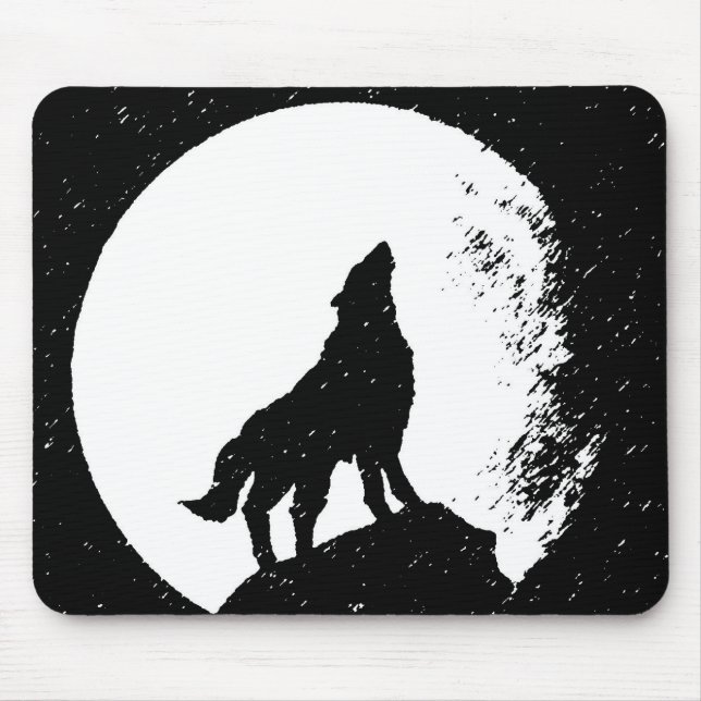 Wolf & Moon Silhoutte Mousepad (Vorne)