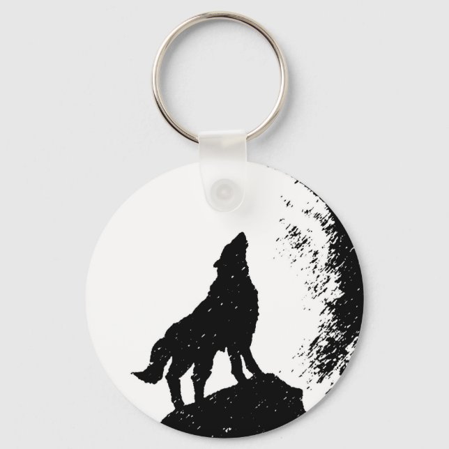 Wolf & Moon Silhoutte Schlüsselanhänger (Vorderseite)