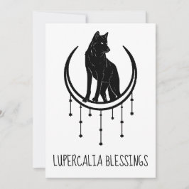 Wolf Moon & Stars Black Lupercalia Valentines Feiertagskarte