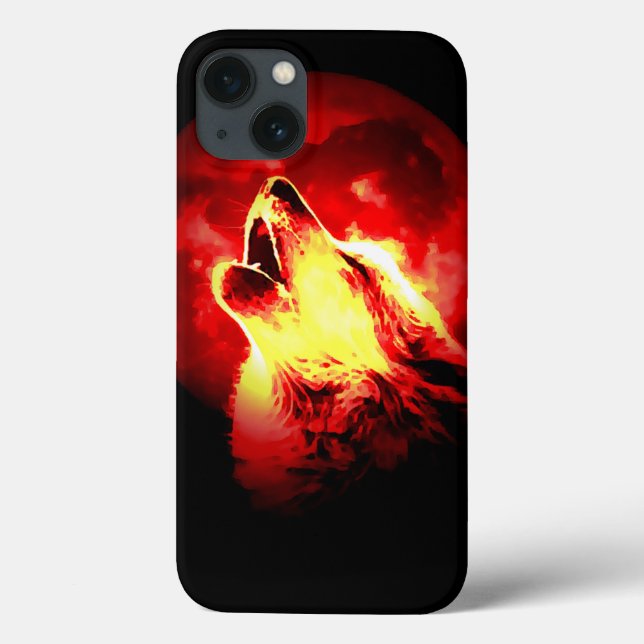 Wolf, Moon und Red Sky Case-Mate iPhone Hülle (Rückseite)