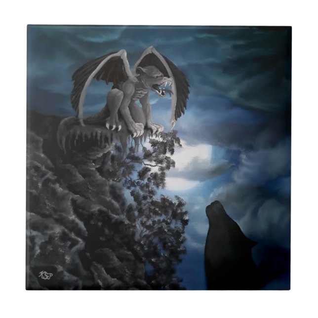 Wolf Moon - Wolf mit Golem Fliese (Vorderseite)