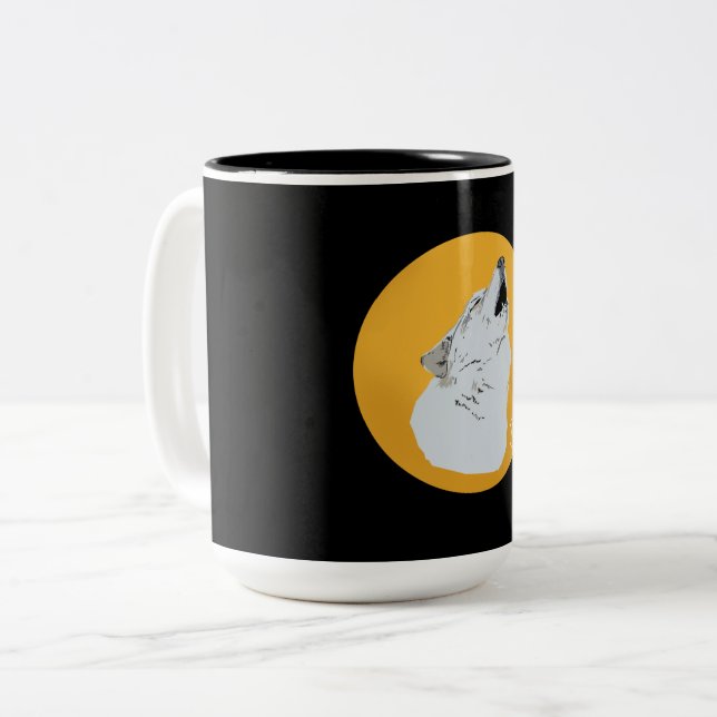 Wolf & Moon Zweifarbige Tasse (Vorderseite Links)