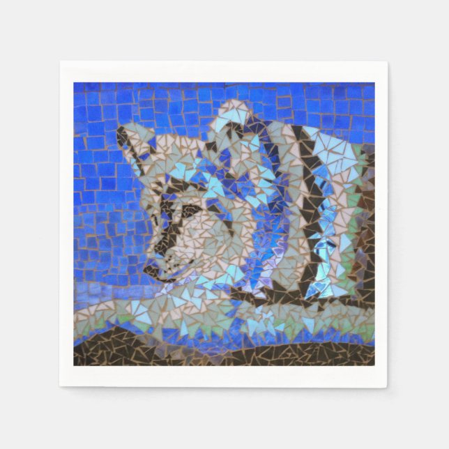Wolf Mosaic Serviette (Vorderseite)