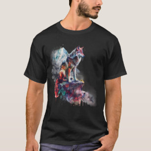 Wolf Motif Animal Lover Forest Art Wildes Tier Nat T-Shirt