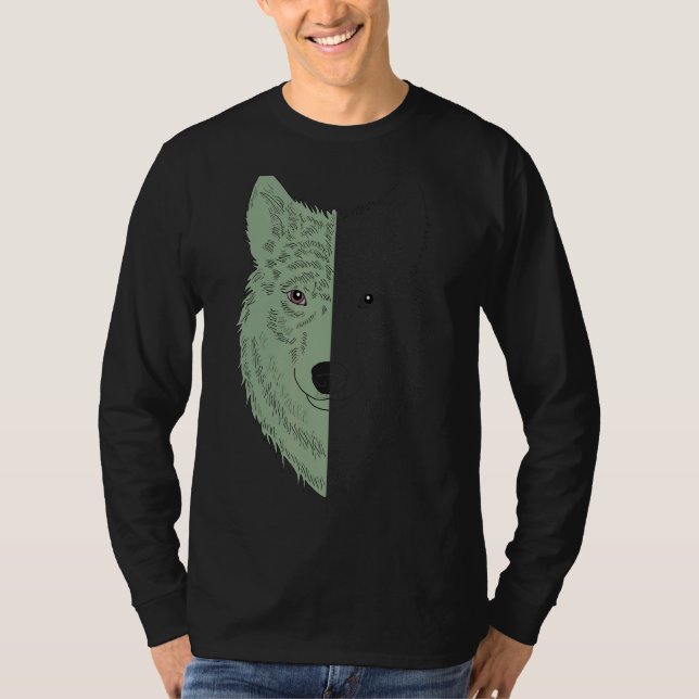 Wolf Motif Predator Face Wolfs T-Shirt (Vorderseite)