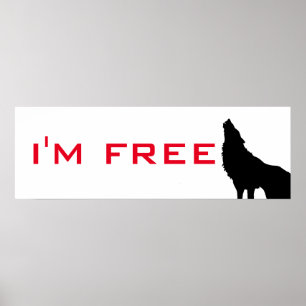 Wolf Motivierend Freedom Black & White Poster