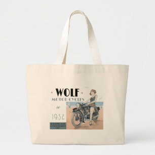 Wolf Motorcycles Poster Vintage Große Tasche