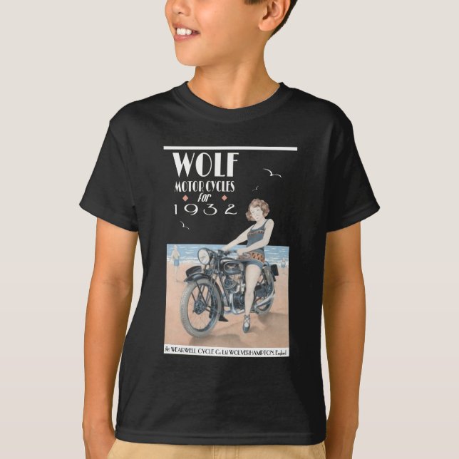 Wolf Motorrad Poster T-Shirt (Vorderseite)