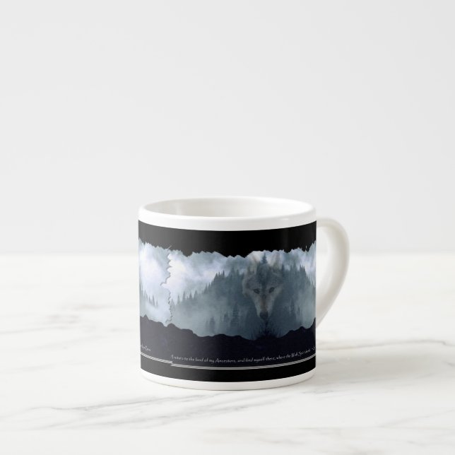 Wolf & Mountain Espresso Tasse (Vorderseite Rechts)