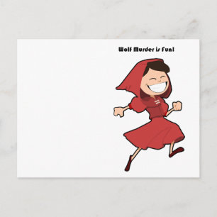 Wolf Murder Little Red Riding Hood Funny Cartoon Postkarte