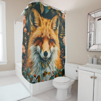 Wolf-Muster Vintage-Wald Blumen Garten Duschvorhang