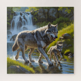 Wolf Mutter und Welpe Puzzle
