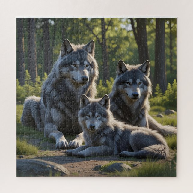 Wolf-Mutter-und-Welpe-Puzzle Puzzle (Vertikal)
