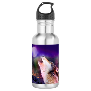 Wolf nachts edelstahlflasche
