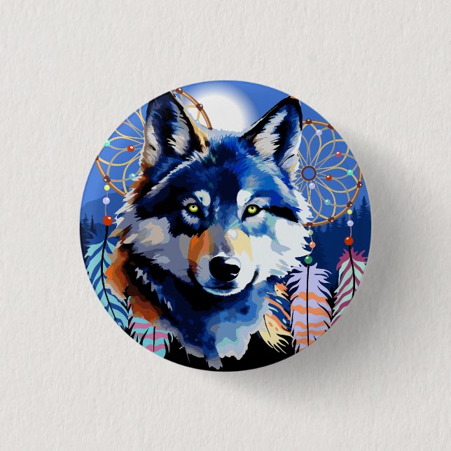 Wolf Native Animal Spirit Button (Vorderseite)
