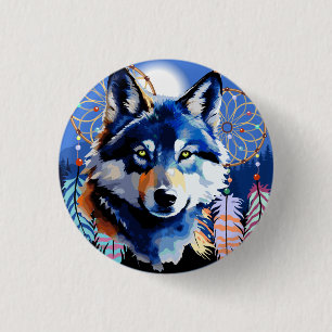 Wolf Native Animal Spirit Button