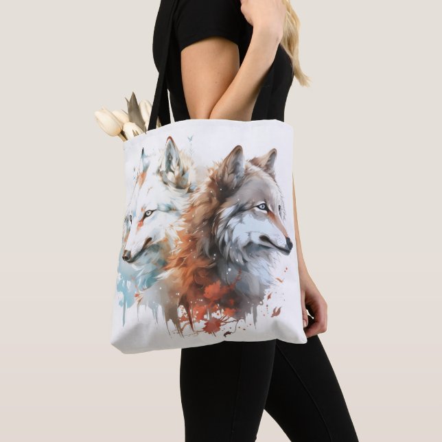Wolf Natur Aquarell Paar (Von Nahem)