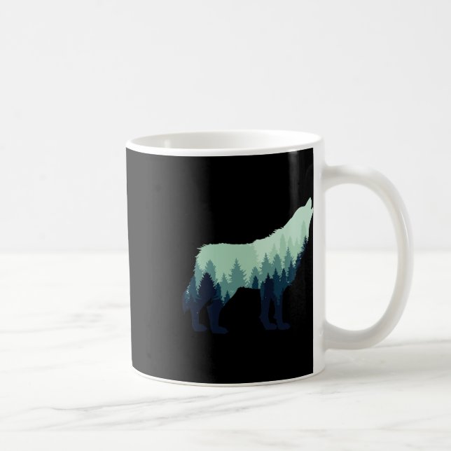 Wolf-Natur Outdoor-Wald-Camping-Wandergeschenk  Kaffeetasse (Rechts)
