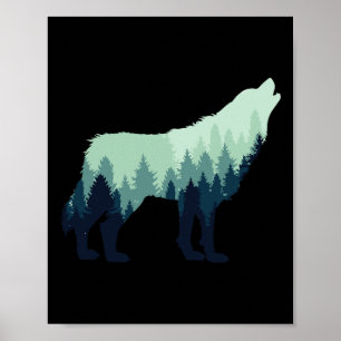 Wolf Natur Outdoor Wald Camping Wandergeschenk Poster