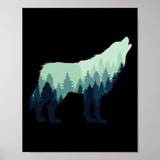Wolf Natur Outdoor Wald Camping Wandergeschenk  Poster (Vorne)
