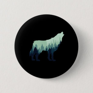 Wolf Natur Outdoor Wald Camping Wandern Geschenk Button