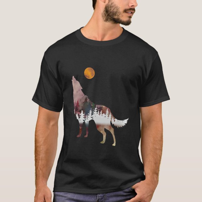 Wolf Naturwald Outdoor Camping Jagen T-Shirt (Vorderseite)
