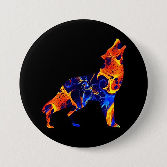 WOLF NEON ABSTRAKTE MALEREI BUTTON (Vorderseite)