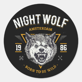 Wolf Night Amsterdam Bestes Geschenk Runder Aufkleber