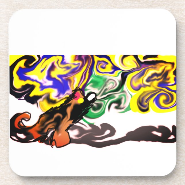 Wolf night stary  getränkeuntersetzer (Vorderseite)