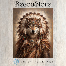 Wolf of the Sacred Feathers Decoupage Seidenpapier