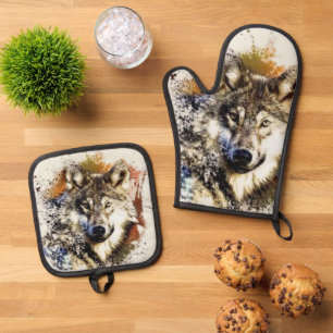 Wolf ofenhandschuh & Topflappen-Set