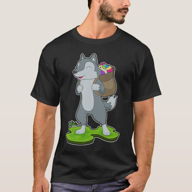 Wolf Ostereier Backpack T-Shirt (Vorderseite)