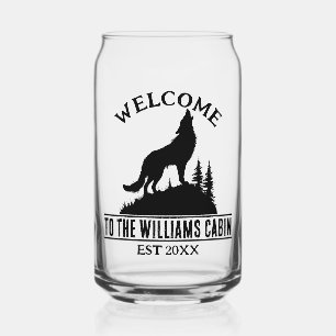 Wolf Outdoor Camp Personalisiert Familienname Dosenglas