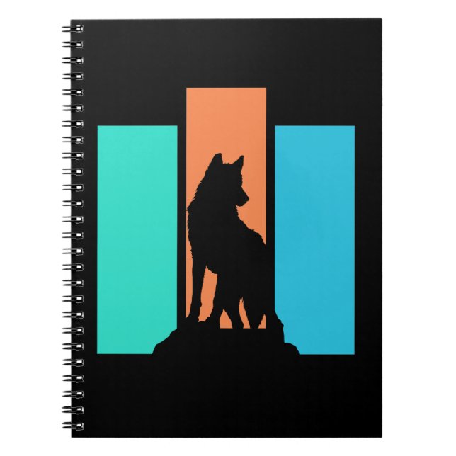 Wolf Outdoor Nature Silhouette Notizblock (Vorderseite)