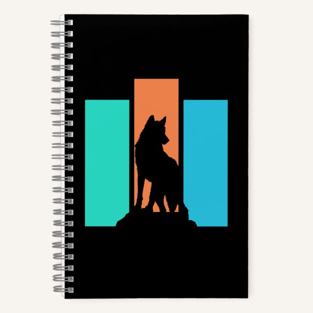 Wolf Outdoor Nature Silhouette Notizbuch (Vorderseite)