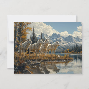 Wolf Pack am See Postkarte