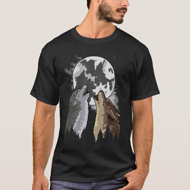 Wolf Pack Coole Wildtierästhetika Howling at T T-Shirt (Vorderseite)