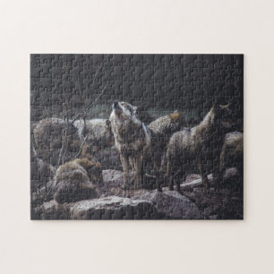 Wolf Pack Forest Graue Wölfe Tiere Naturansicht Puzzle