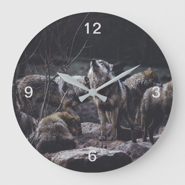 Wolf Pack Große Wanduhr (Vorderseite)
