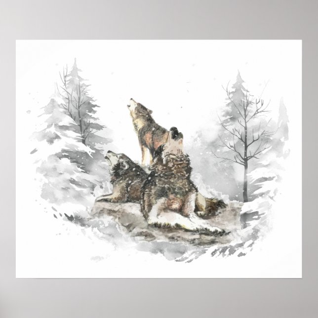 Wolf Pack Howling Winter Song Chorus Poster (Vorne)