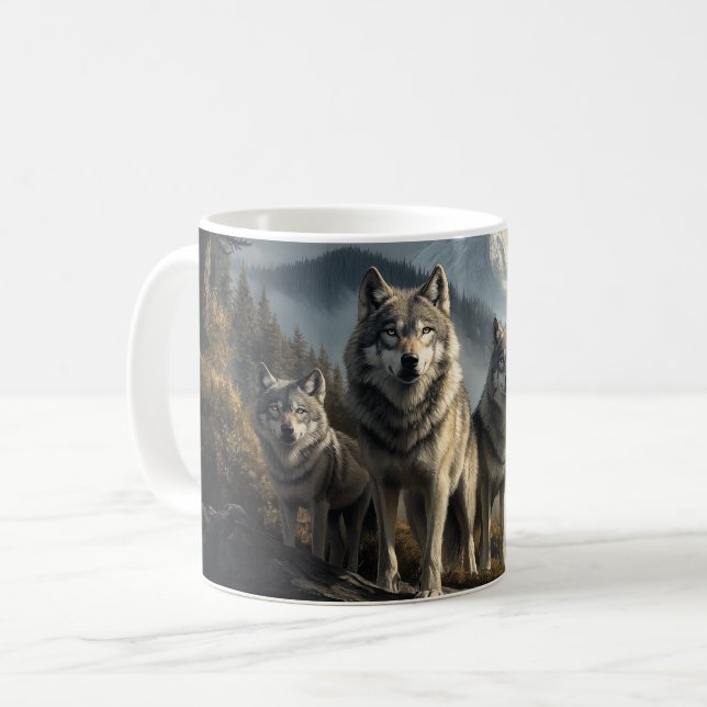 Wolf Pack in der Bergwelt Kaffeetasse (Vorderseite Links)