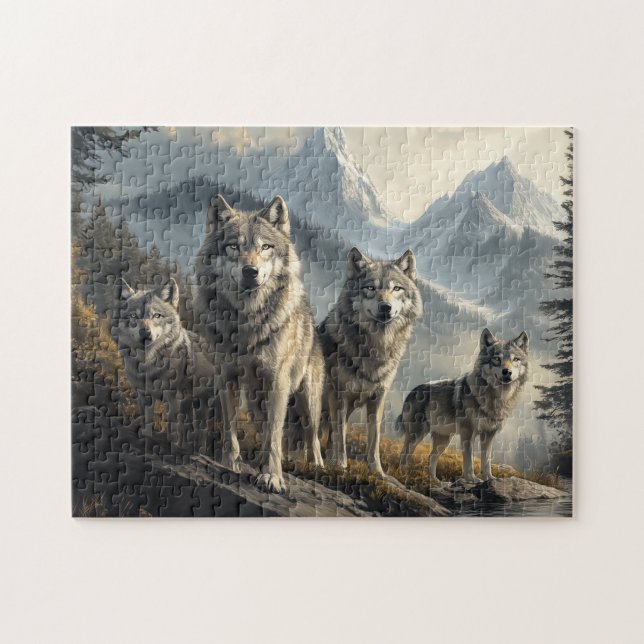 Wolf Pack in der Bergwelt Puzzle (Horizontal)