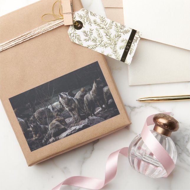 Wolf Pack Rechteckiger Aufkleber (Schenken)